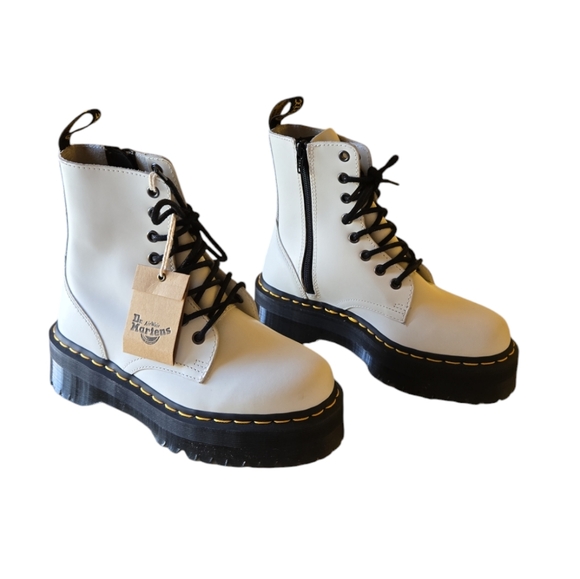 Doc Dr. Martens Women's Jadon Leather Lace Up Ankle Boots White Size US 6L/ 5M - Picture 2 of 16